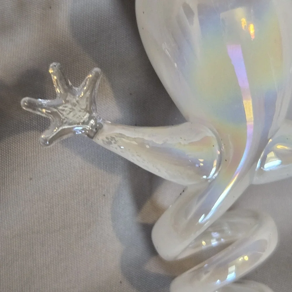 Pier 1 Halloween Iridescent Blown Glass Green Eyes Ghost Ornament Spiral RARE